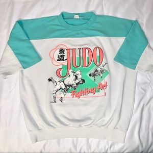 Vintage 80s Judo Crewneck Sweatshirt Short Sleeve